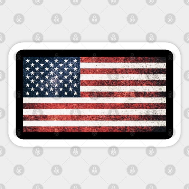 Distressed American Flag, American, Patriotic Sticker by Silly Me Studio